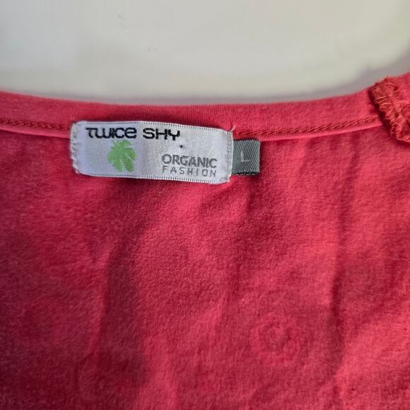 Twice Shy Floral Skull Salmon Colored Organic Fashion Tank Top size Large - Picture 3 of 12